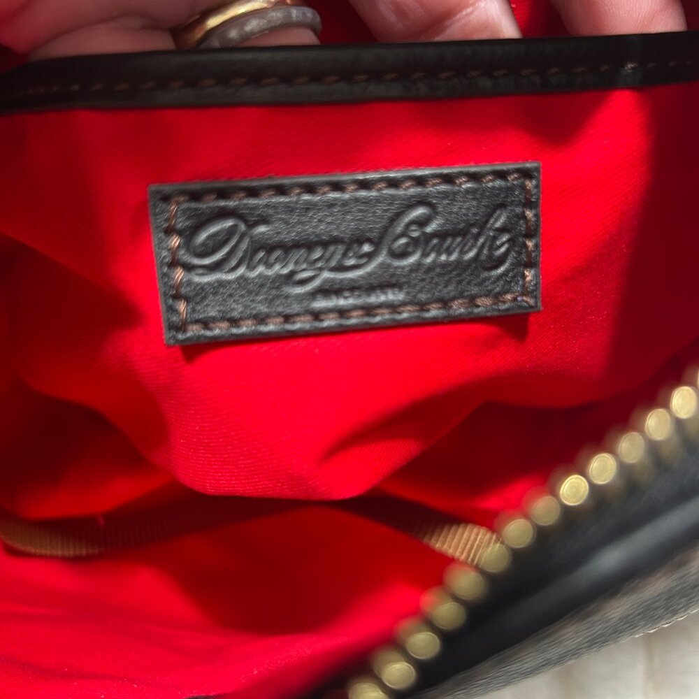 Dooney & Bourke Black Pebble Grain Zip Sac w/ With Custom Striped Web Strap - Picture 4 of 12